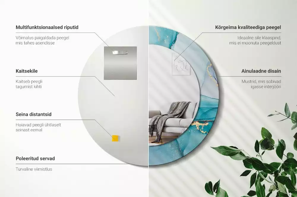 Espejo redondo impreso Fluido abstracto