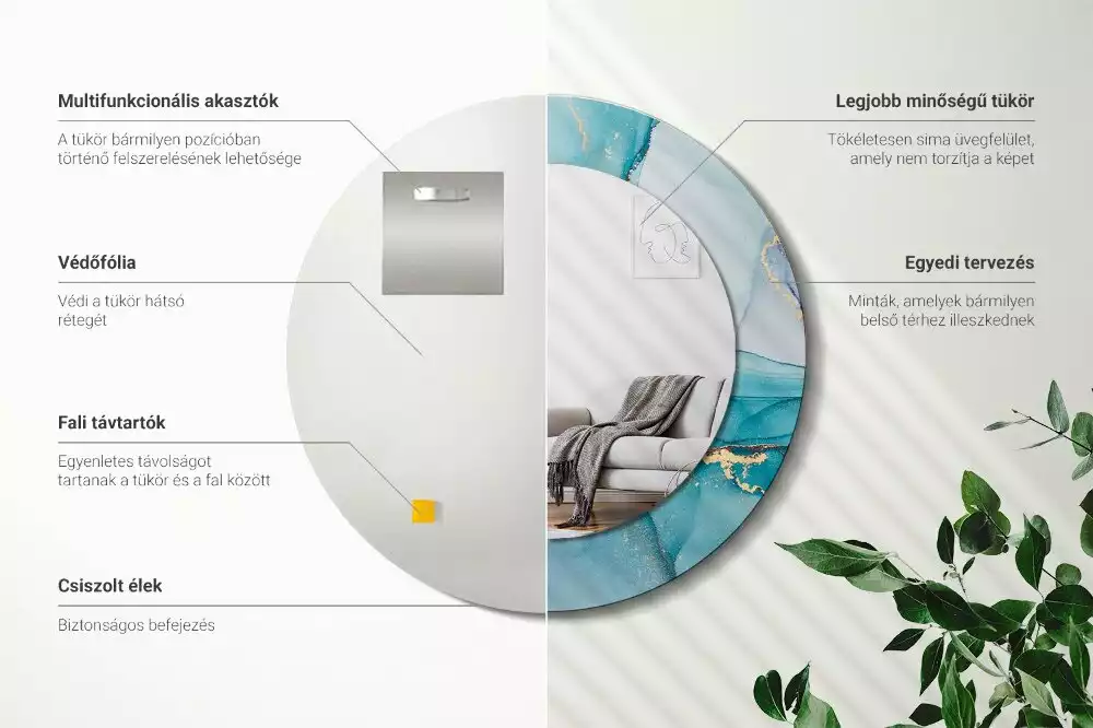 Espejo redondo impreso Fluido abstracto