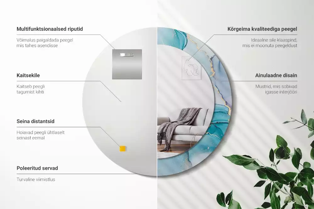 Espejo redondo impreso Fluido abstracto