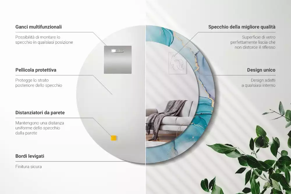 Espejo redondo impreso Fluido abstracto