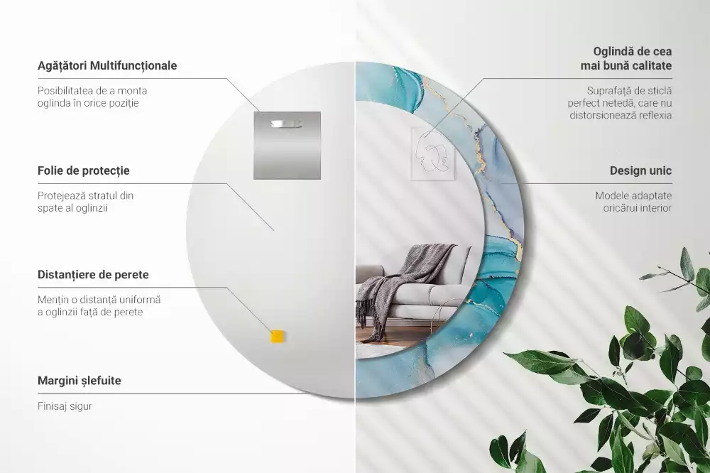 Espejo redondo impreso Fluido abstracto