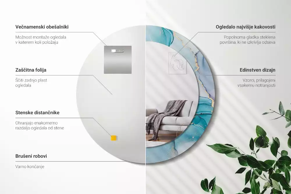 Espejo redondo impreso Fluido abstracto