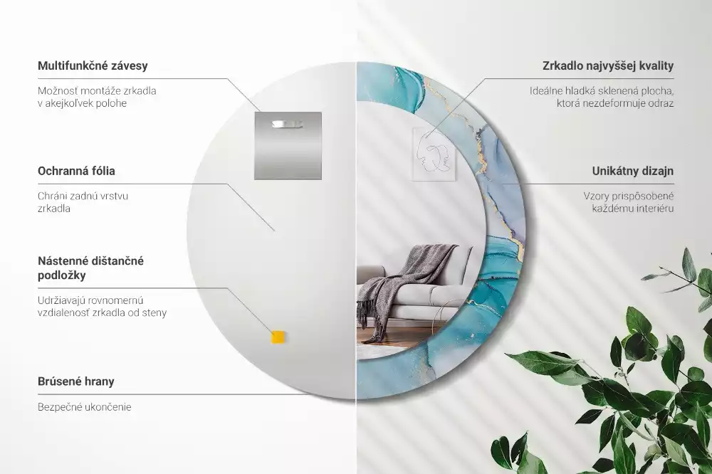 Espejo redondo impreso Fluido abstracto