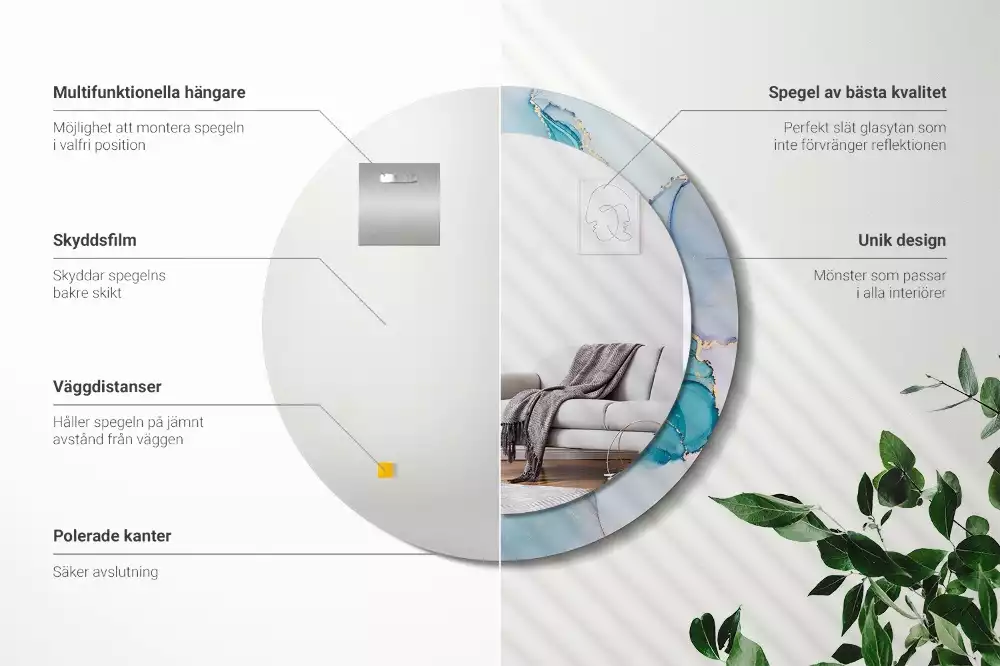 Espejo redondo impreso Fluido abstracto