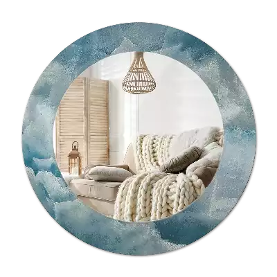 Espejo redondo estampado Mármol ónix azul