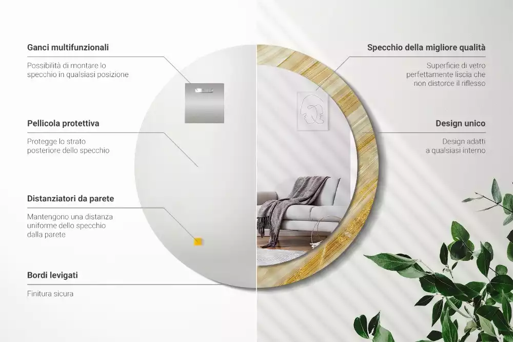 Espejo redondo con decoración Patrón abstracto