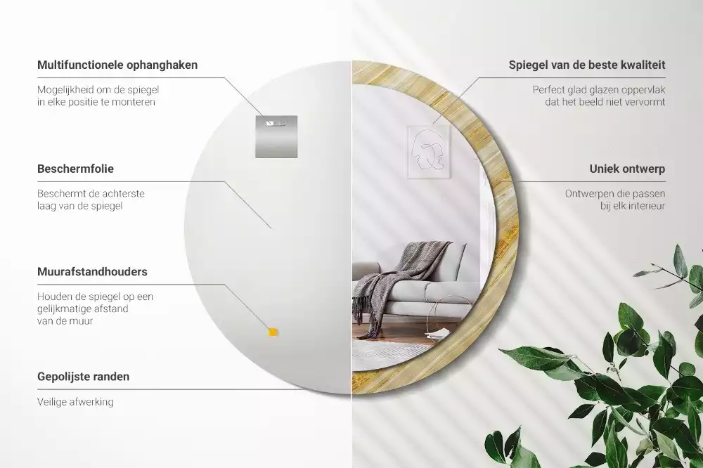 Espejo redondo con decoración Patrón abstracto