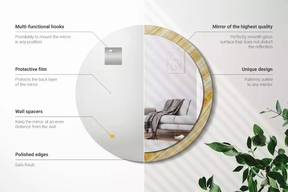 Espejo redondo con decoración Patrón abstracto