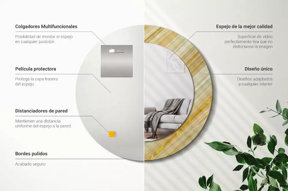 Espejo redondo con decoración Patrón abstracto