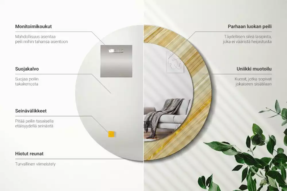 Espejo redondo con decoración Patrón abstracto