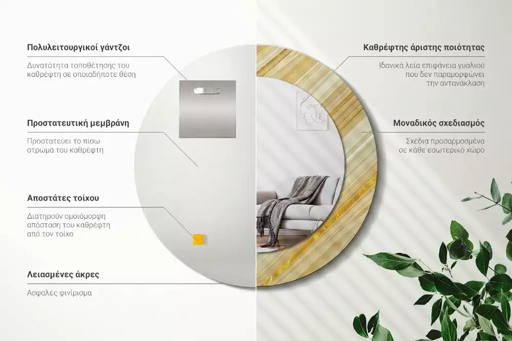 Espejo redondo con decoración Patrón abstracto