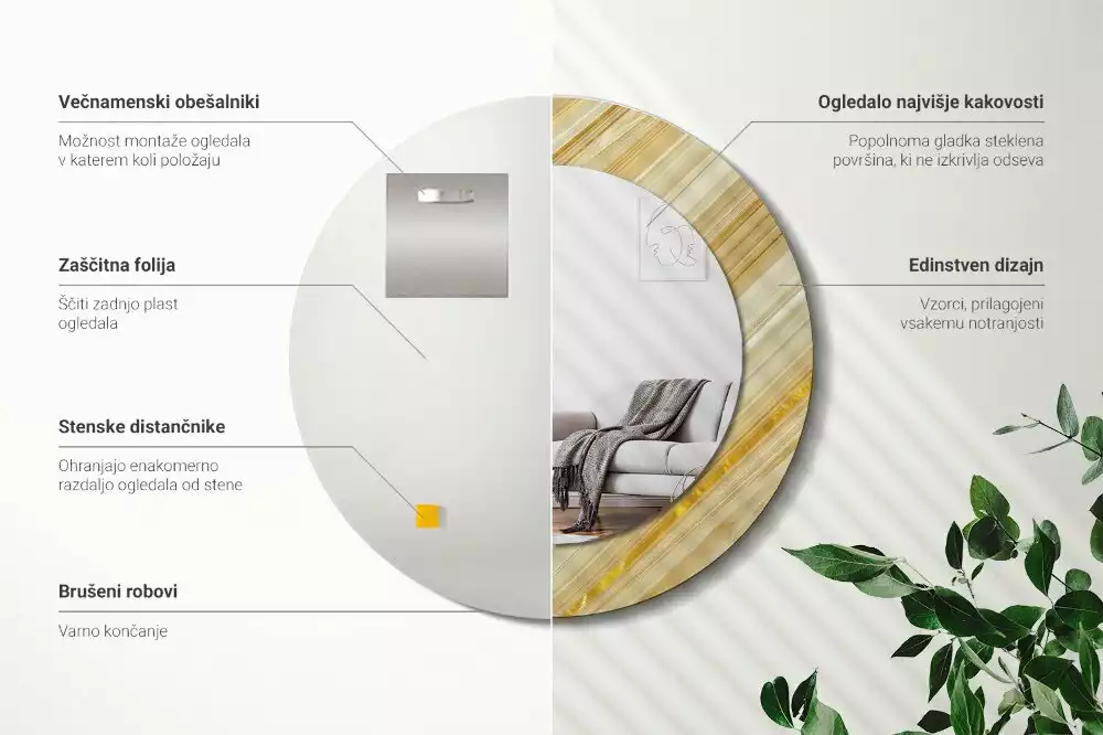 Espejo redondo con decoración Patrón abstracto