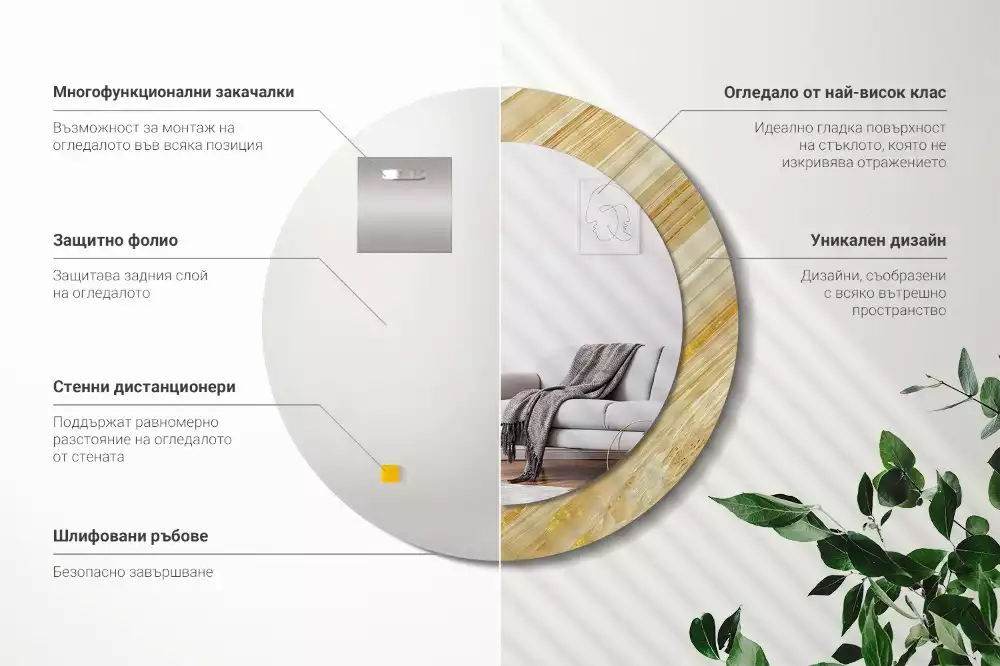 Espejo redondo con decoración Patrón abstracto