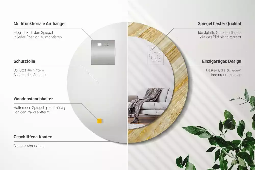 Espejo redondo con decoración Patrón abstracto