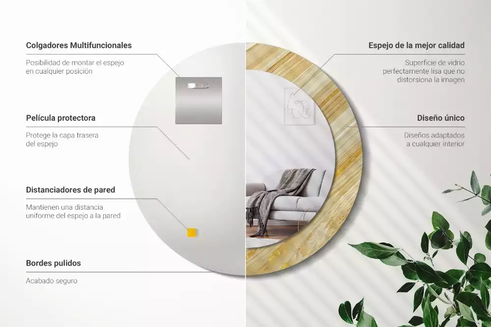 Espejo redondo con decoración Patrón abstracto