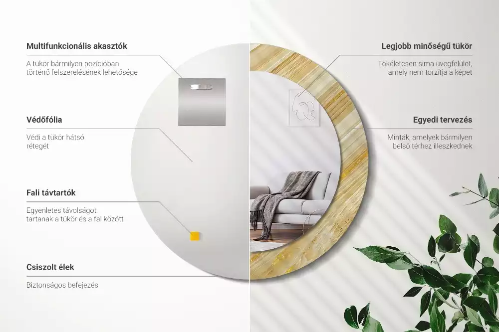 Espejo redondo con decoración Patrón abstracto