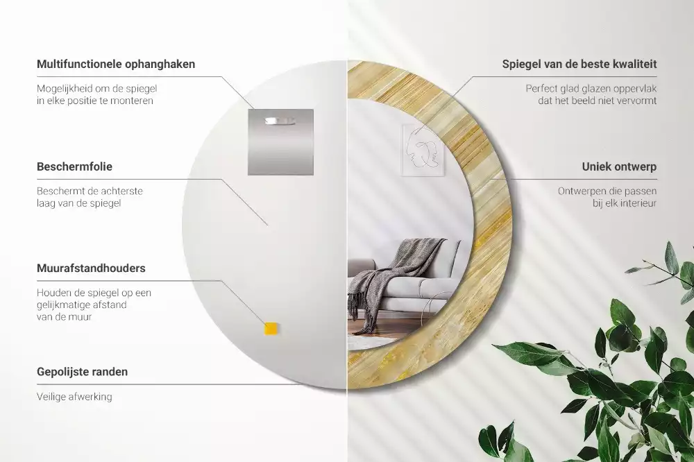 Espejo redondo con decoración Patrón abstracto