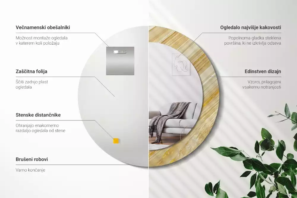 Espejo redondo con decoración Patrón abstracto