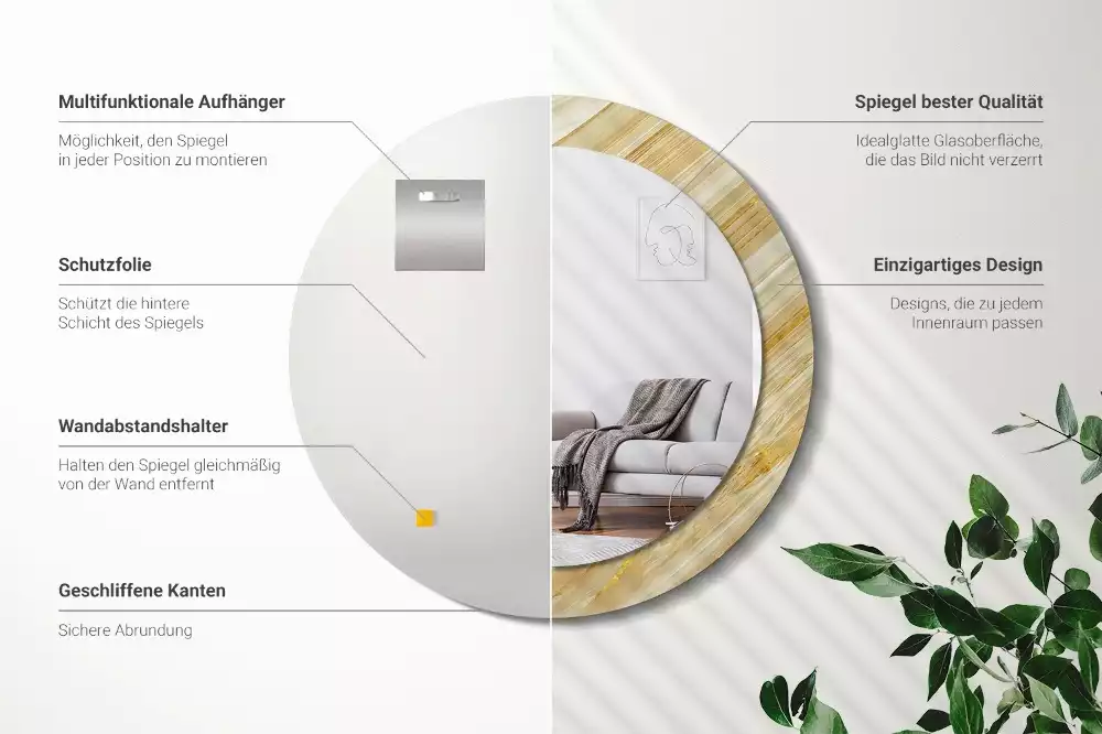 Espejo redondo con decoración Patrón abstracto