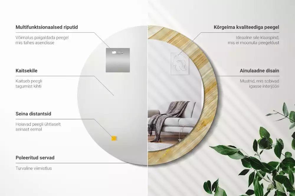 Espejo redondo con decoración Patrón abstracto