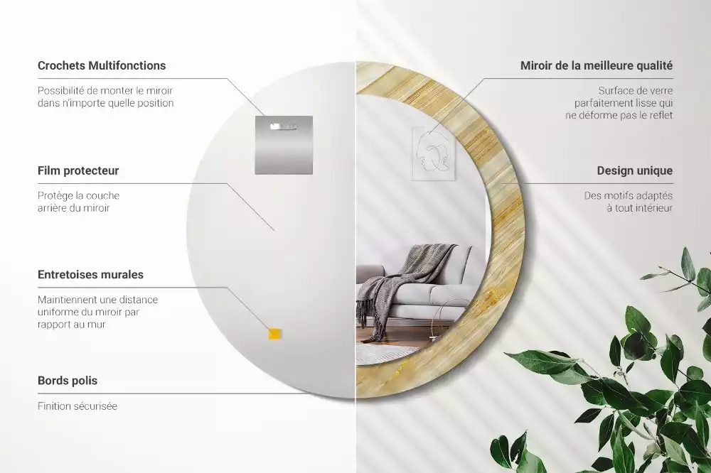 Espejo redondo con decoración Patrón abstracto