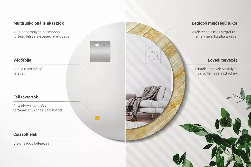 Espejo redondo con decoración Patrón abstracto