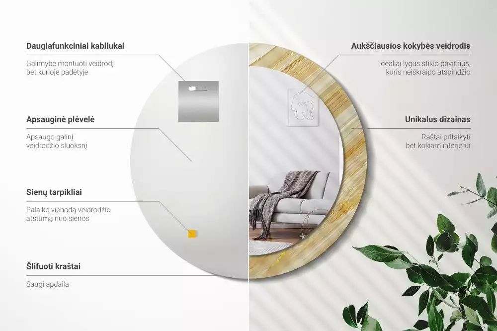 Espejo redondo con decoración Patrón abstracto