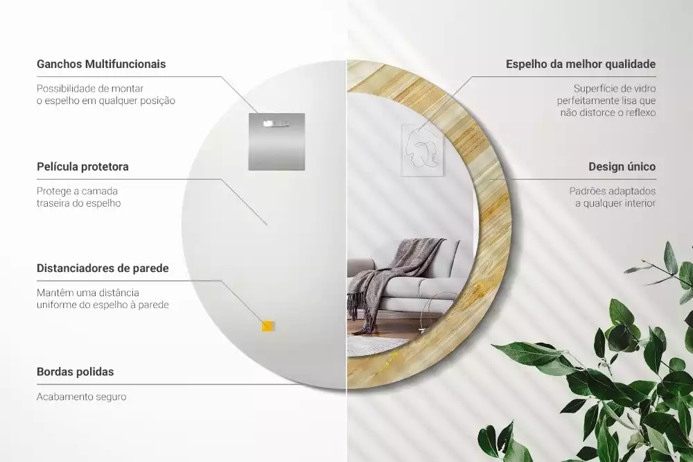 Espejo redondo con decoración Patrón abstracto