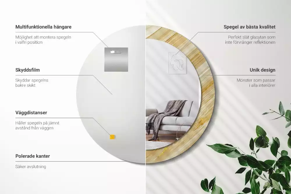 Espejo redondo con decoración Patrón abstracto