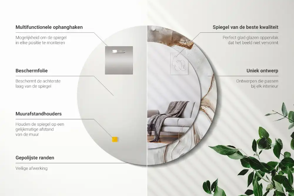 Espejo redondo impreso Mármol claro