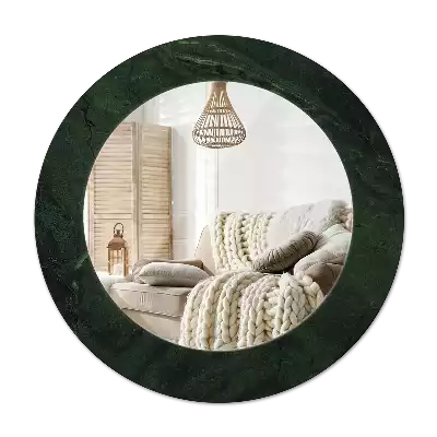Espejo redondo con decoración mármol verde