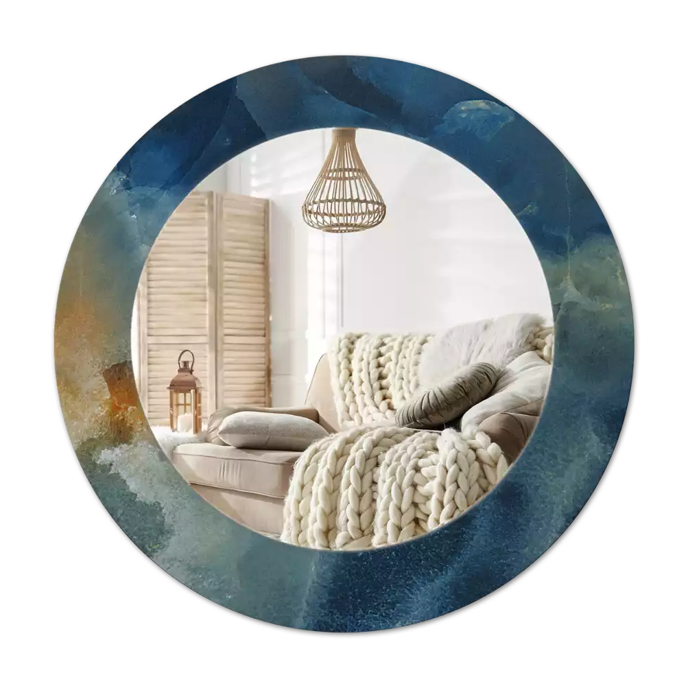 Espejo redondo con decoración mármol ónix