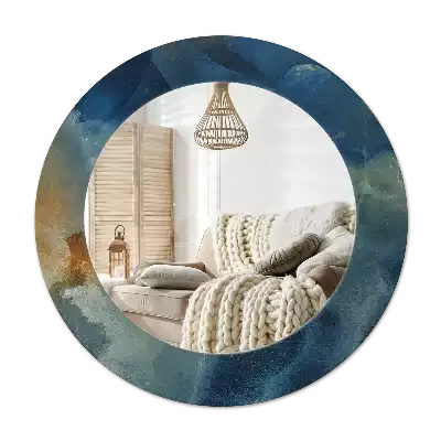 Espejo redondo con decoración mármol ónix