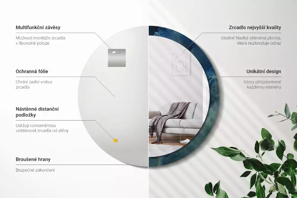 Espejo redondo con decoración mármol ónix