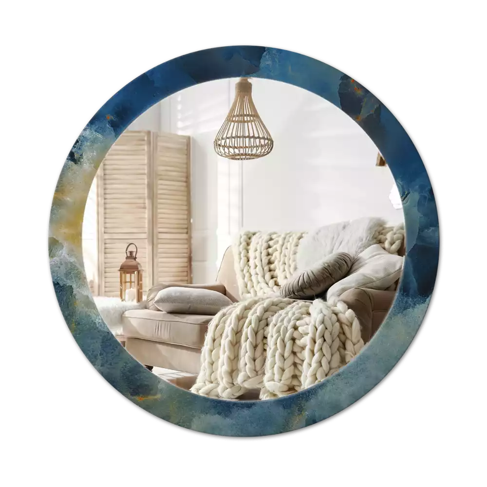 Espejo redondo con decoración mármol ónix