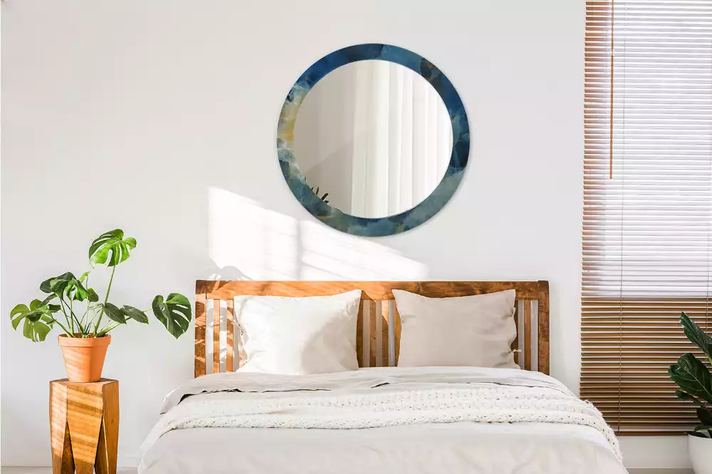 Espejo redondo con decoración mármol ónix