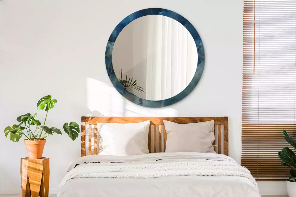 Espejo redondo con decoración mármol ónix