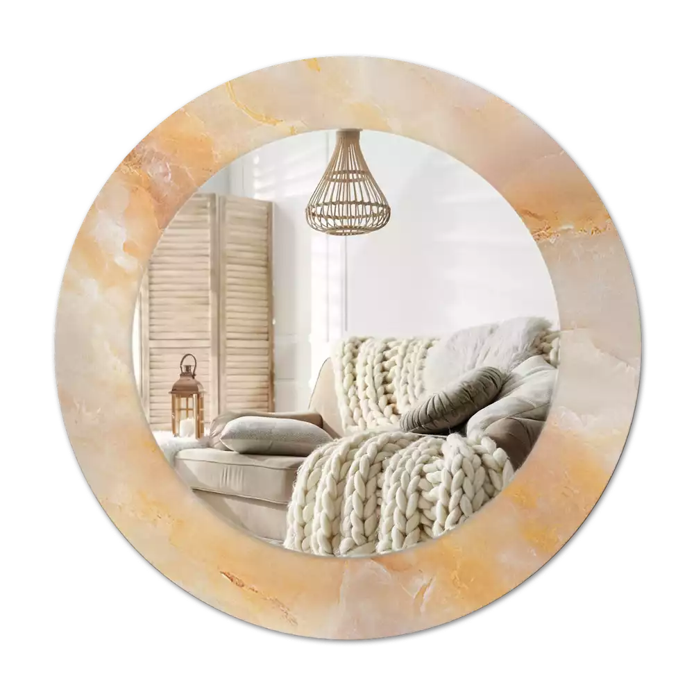Espejo redondo con decoración mármol ónix