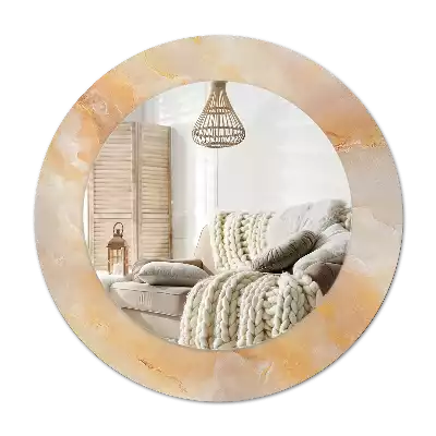 Espejo redondo con decoración mármol ónix