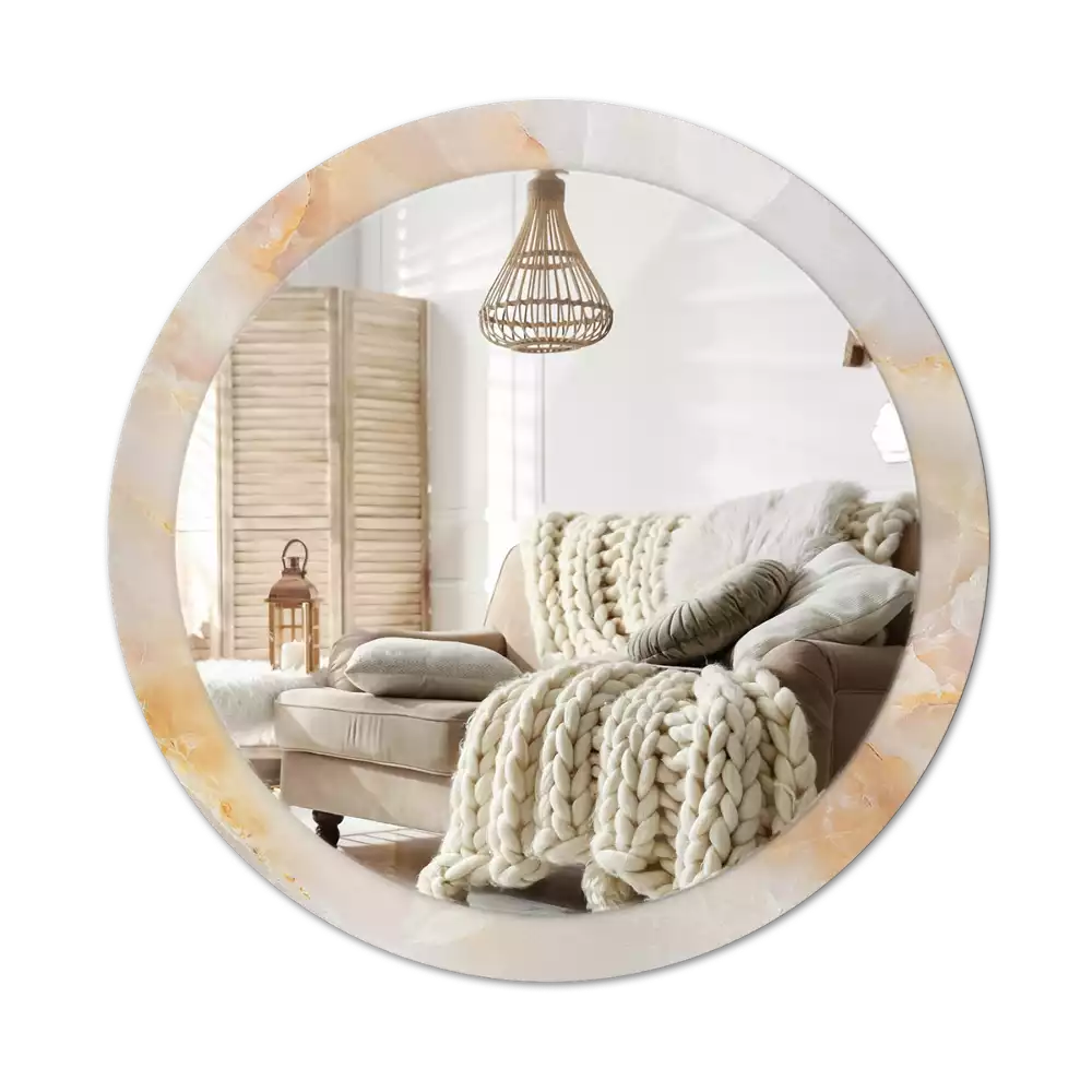 Espejo redondo con decoración mármol ónix