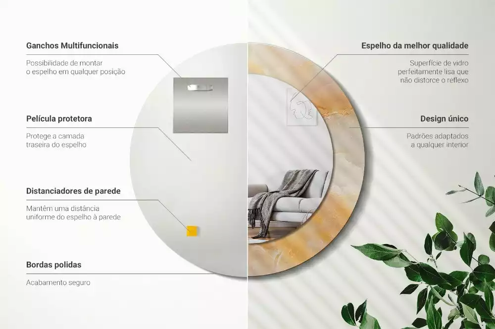 Espejo redondo con decoración mármol ónix