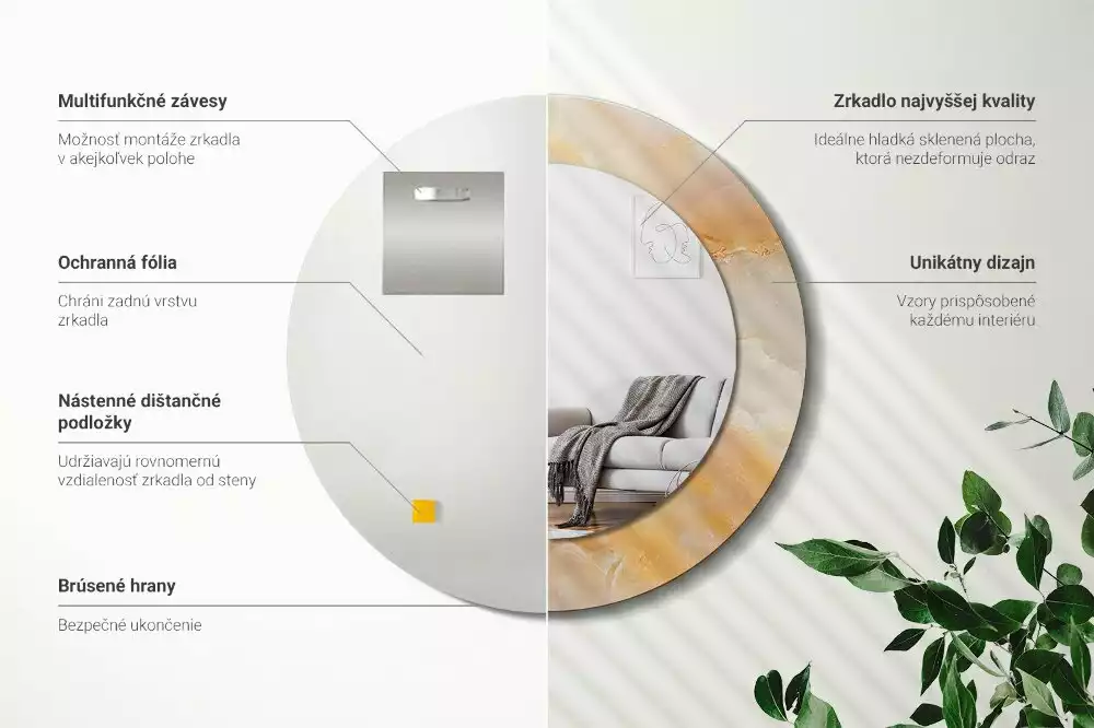 Espejo redondo con decoración mármol ónix