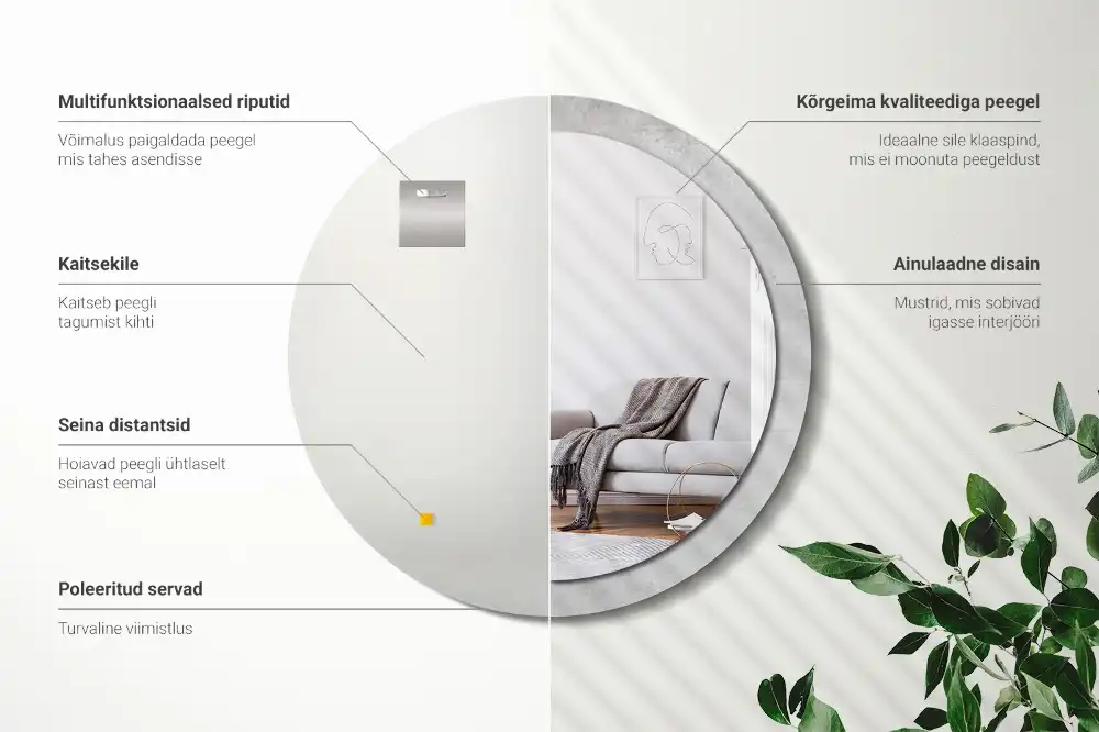 Espejo redondo con decoración Textura de hormigón