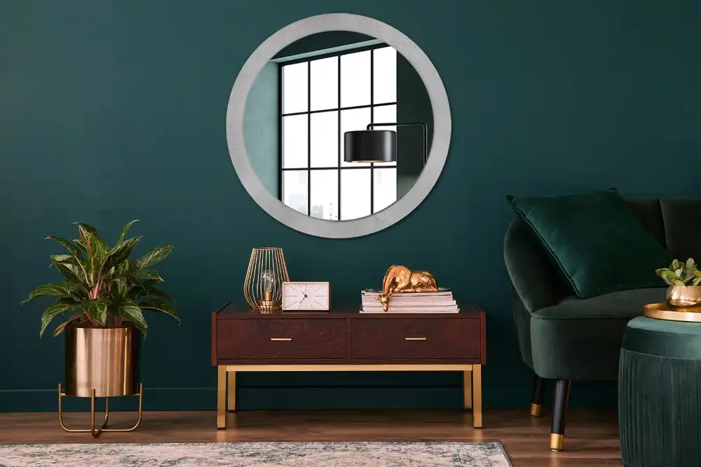 Espejo redondo con decoración Textura de hormigón