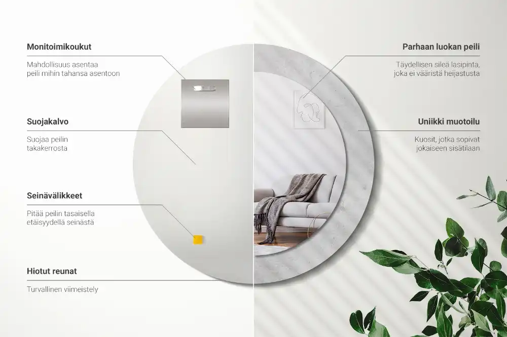 Espejo redondo con decoración Textura de hormigón