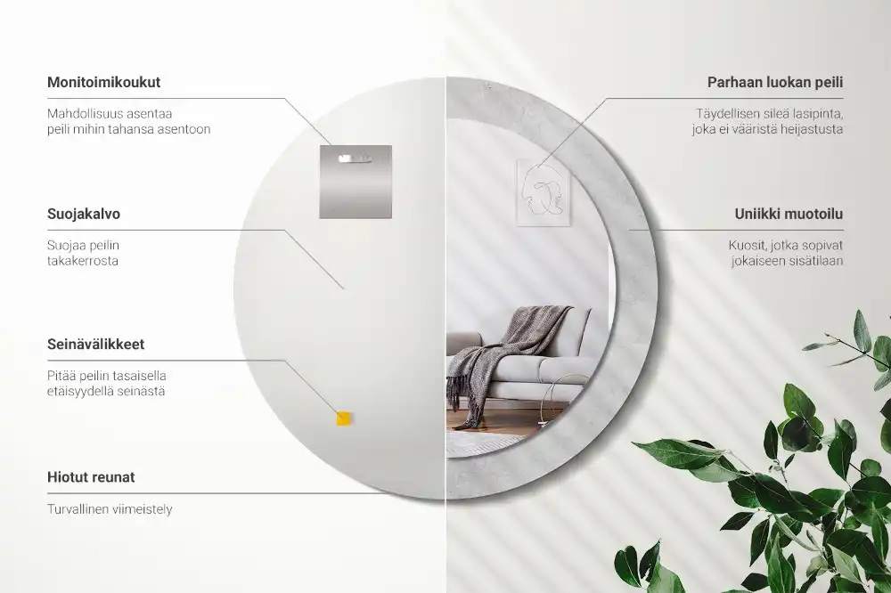 Espejo redondo con decoración Textura de hormigón