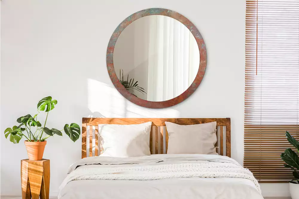 Espejo redondo impreso Metal oxidado