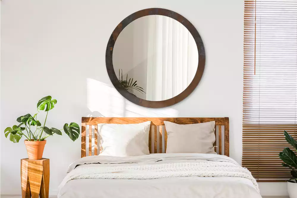 Espejo redondo estampado Rústico metálico