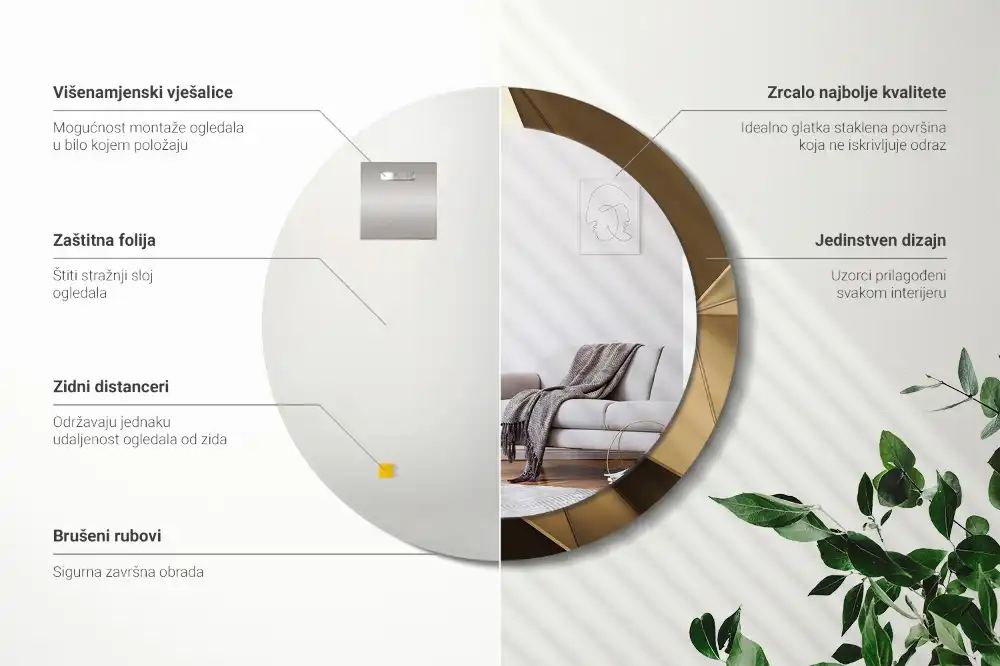 Espejo redondo con decoración Abstracción moderna