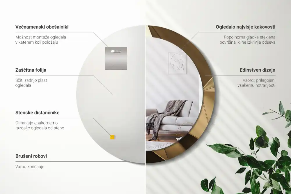 Espejo redondo con decoración Abstracción moderna